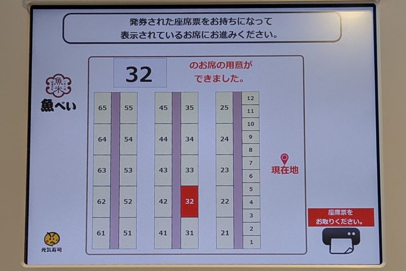 座席位置表示の例